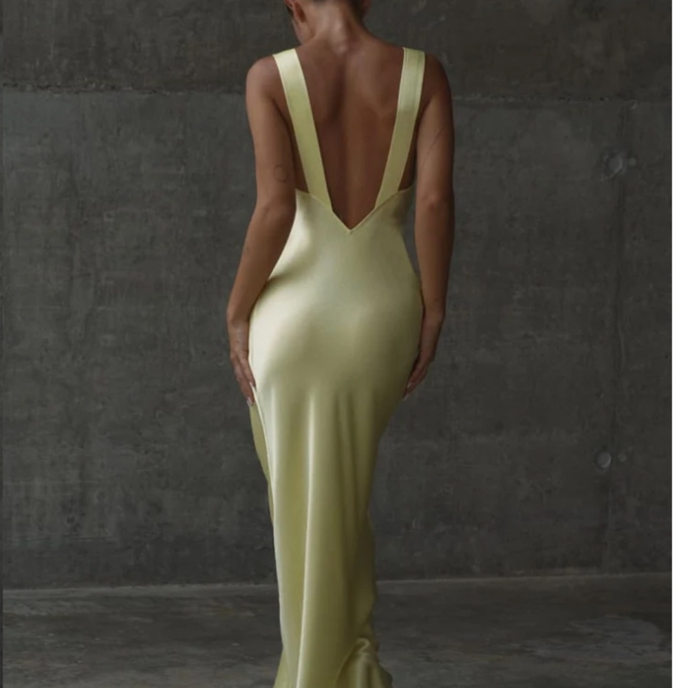 Yellow Satin Maxi Dress